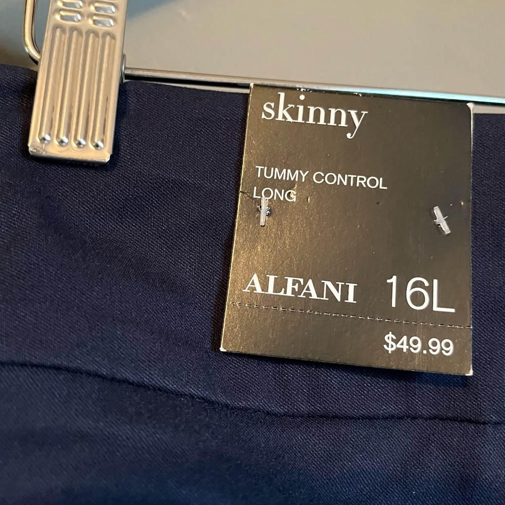 NWT Alfani Sz 16 Long Women’s Navy Blue Tummy Control Trouser Pants Ret $49! - Picture 10 of 13